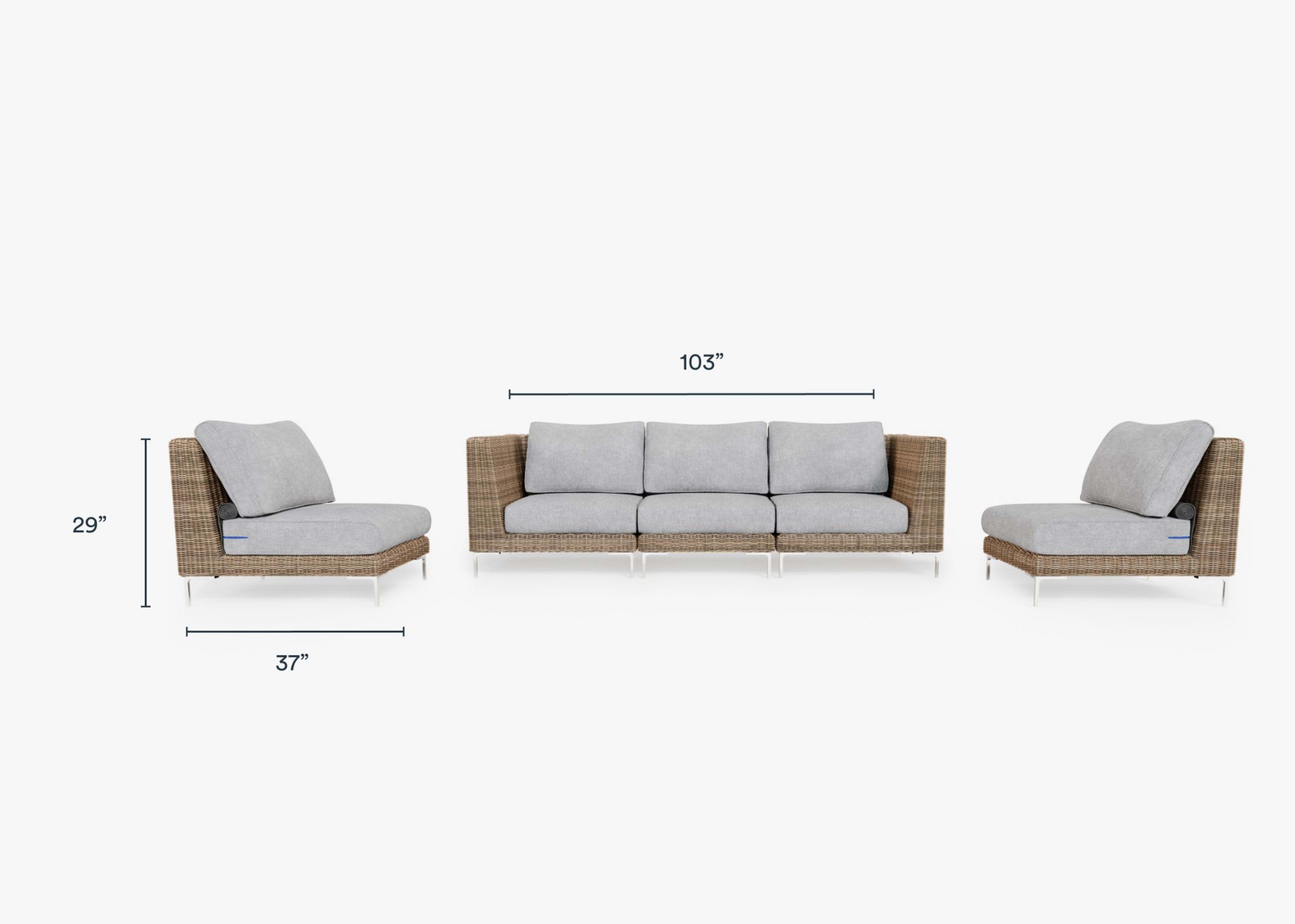 Wicker sofa dimensions