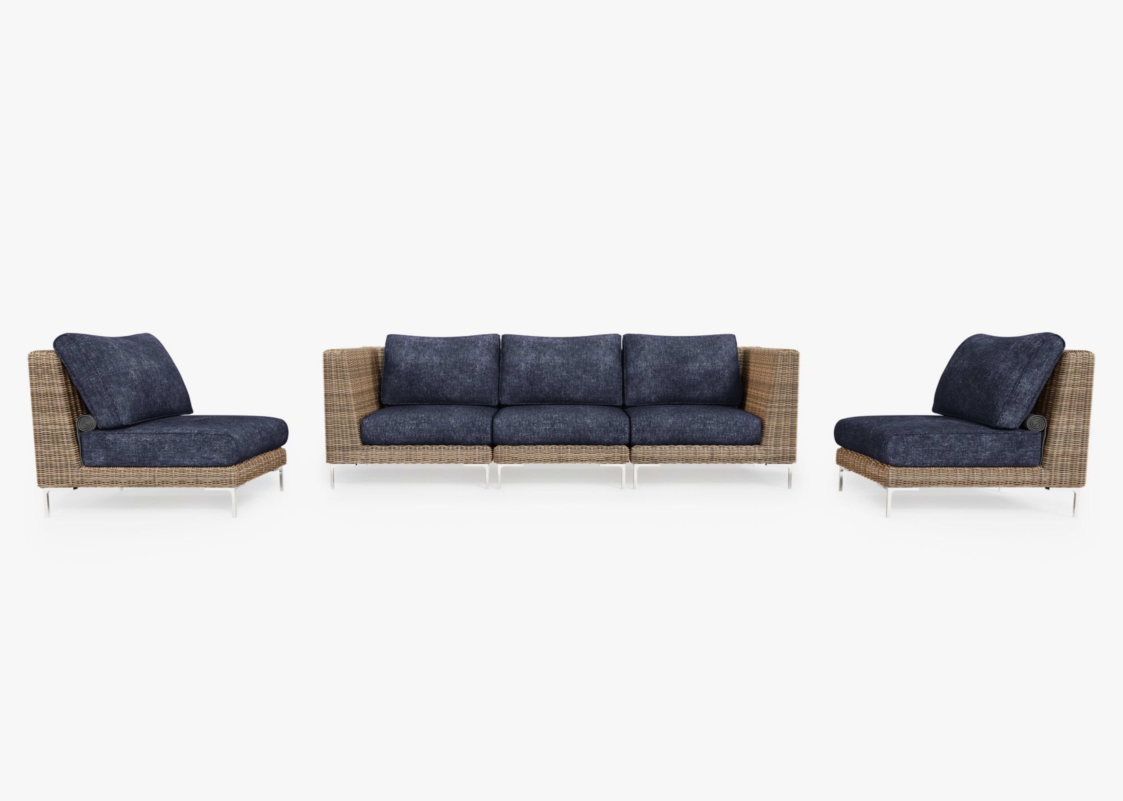 Brown wicker sofa