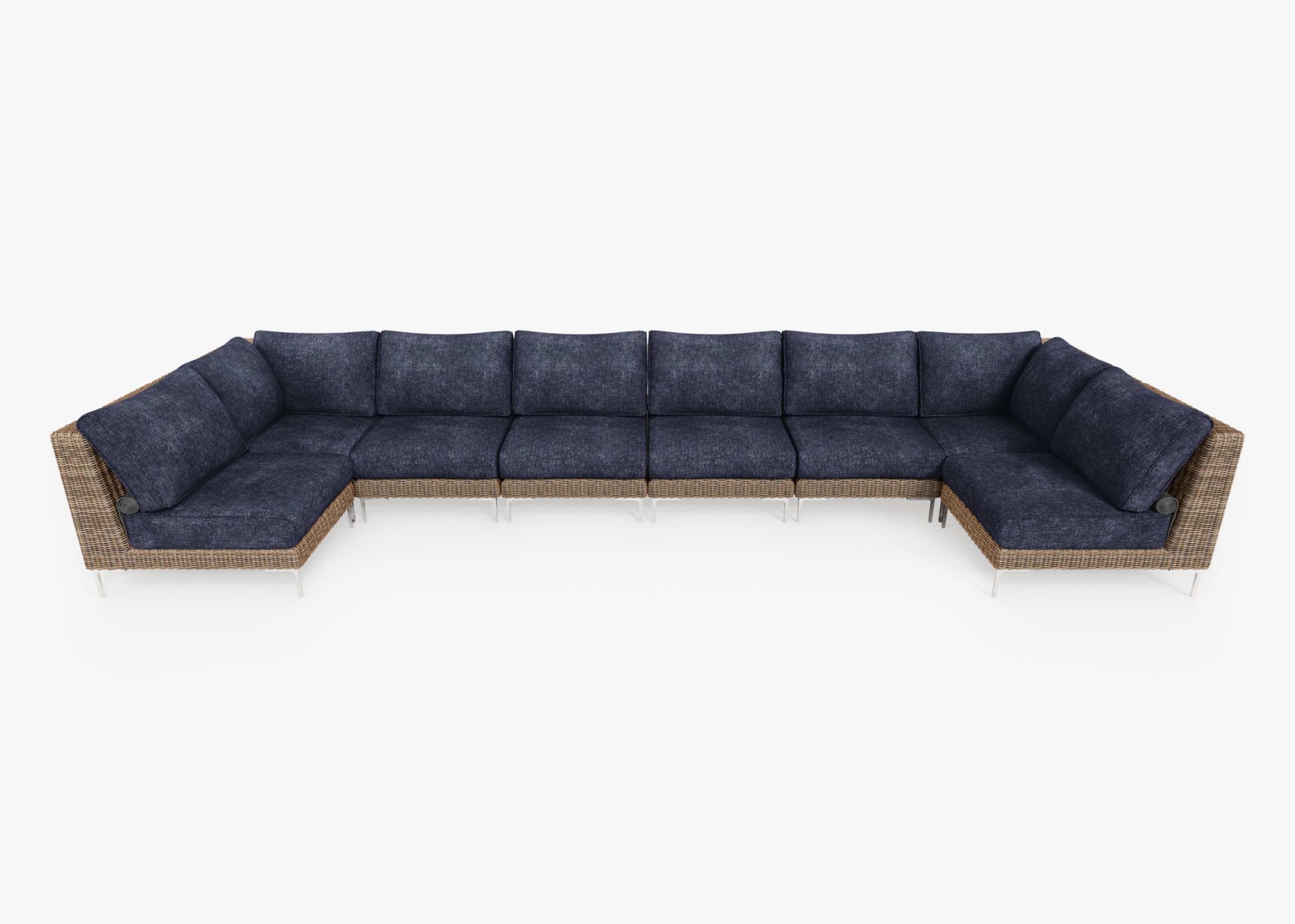 brown Wicker Outdoor U Sectional - 8 Seat