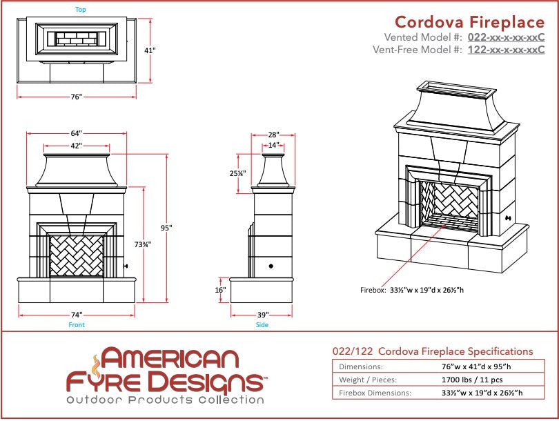 Cordova Outdoor Gas Fireplace by American Fyre Designs