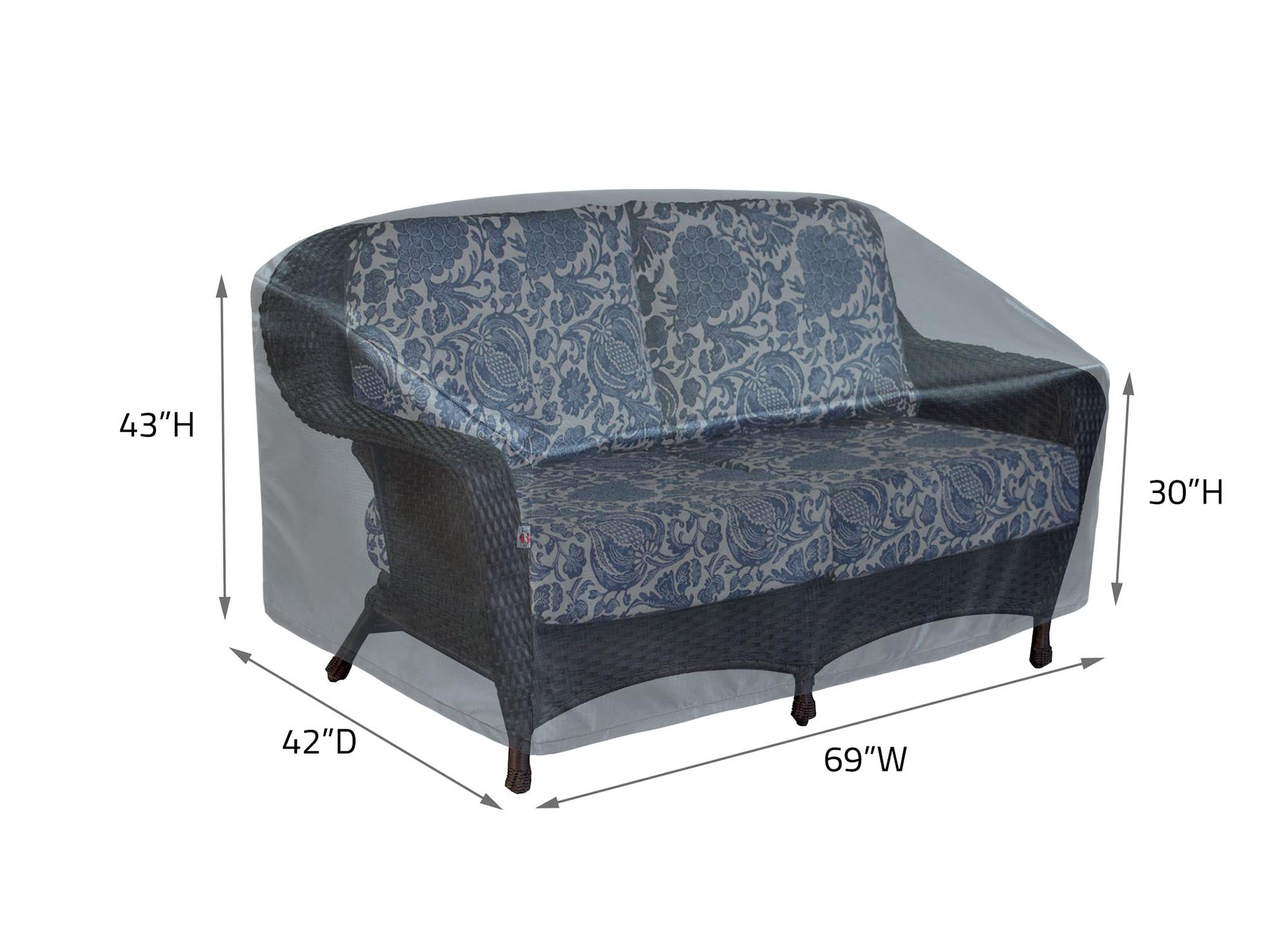 Loveseat Cover X Large - 69"Wx42"Dx43"H - Mercury