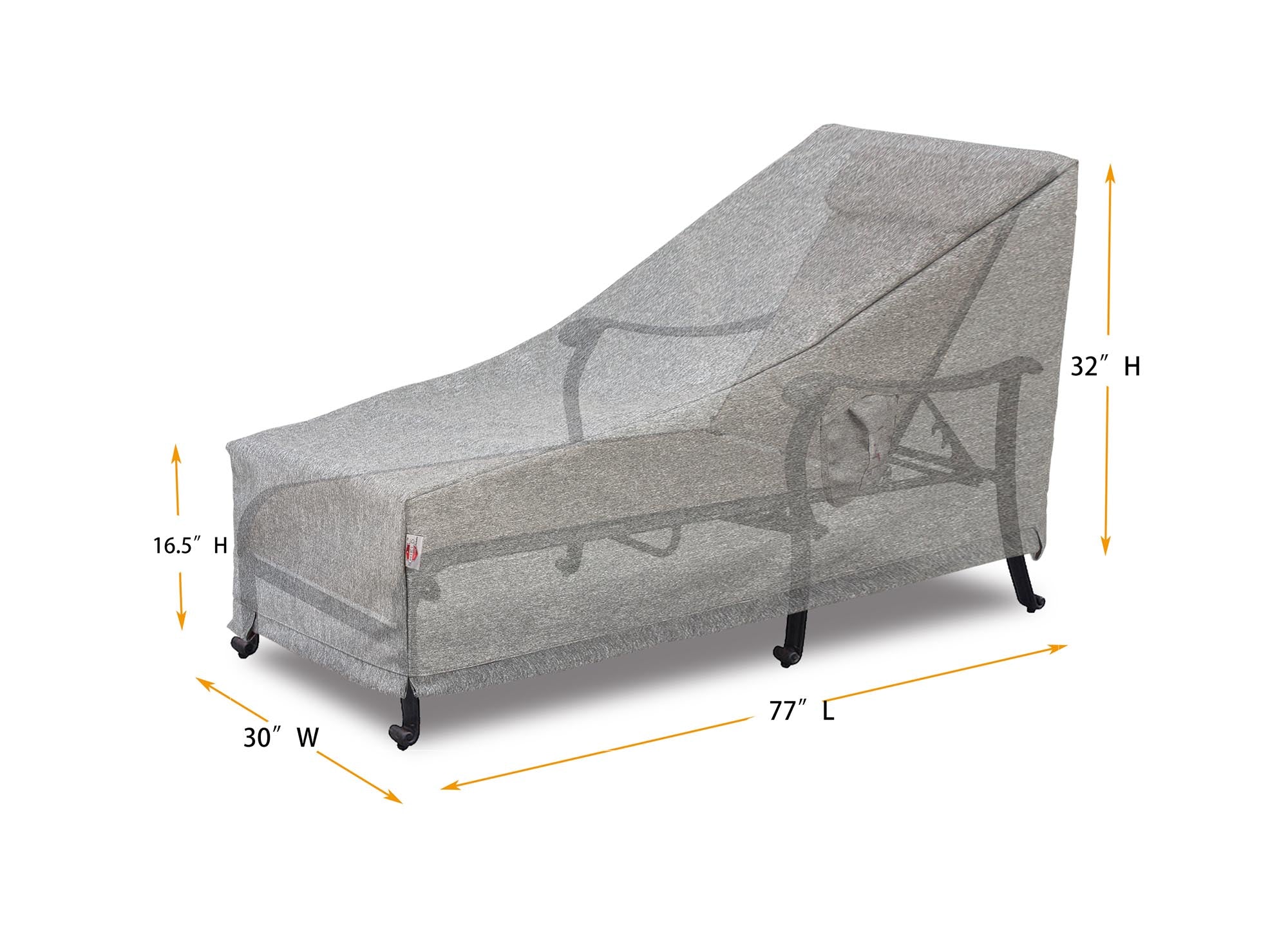 Chaise Lounge Cover Rectangle - 77"W x 30"D x 16.5''/22.5"/32''H Platinum By Shield