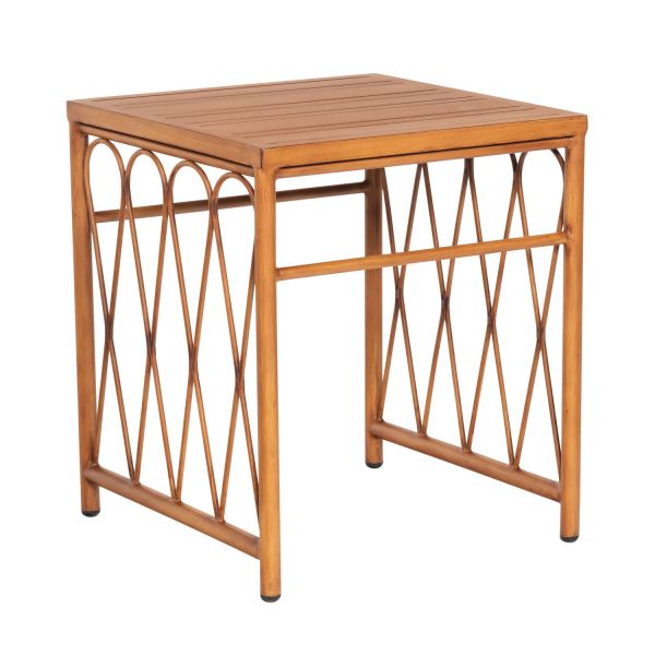 Cane End Table with Slatted Top By Woodard