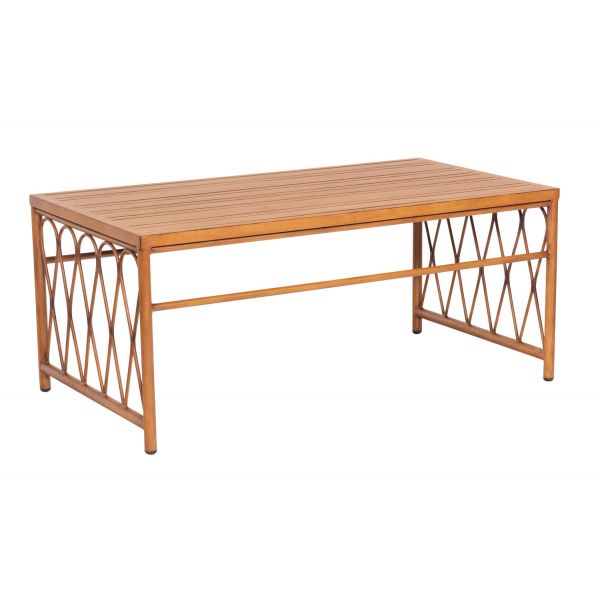 Cane Coffee Table with Slatted Top By Woodard