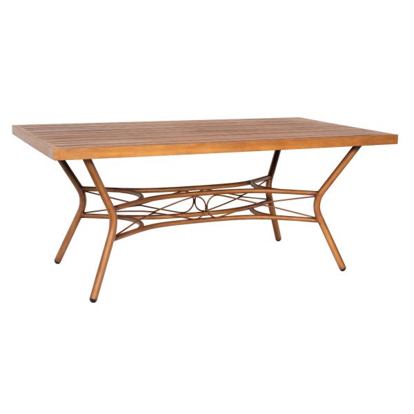 Cane Rectangular Slatted Top Dining Table By Woodard