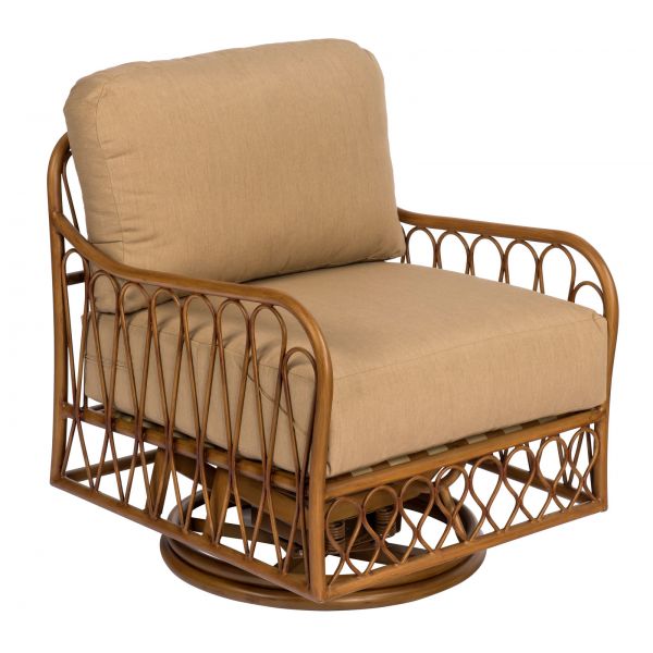 Cane Swivel Rocking Lounge Chair By Woodard