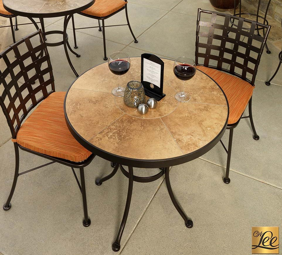24" Round PorcelainTop Table with Aluminum Rim by Ow Lee.