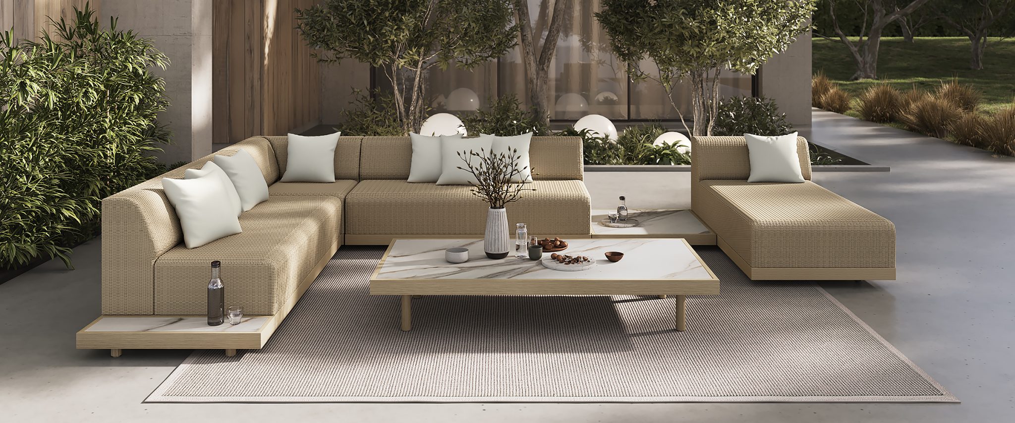 Grande Padded Armless 70″ Sofa Section by Ebel