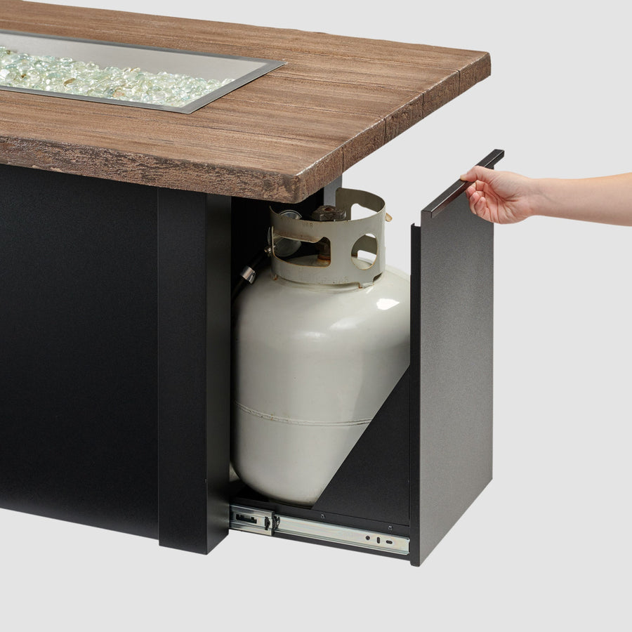 Havenwood Rectangular Gas Fire Pit Table 62" tank drawer