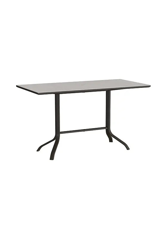 Horizon Solid 72" x 36" Rectangular KD Pedestal Bar Umbrella Table by Tropitone