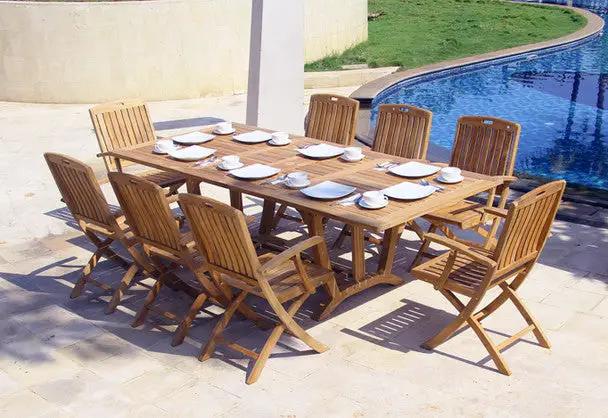 Stinson Extension Teak Table Set 9PC by Classic Teak 