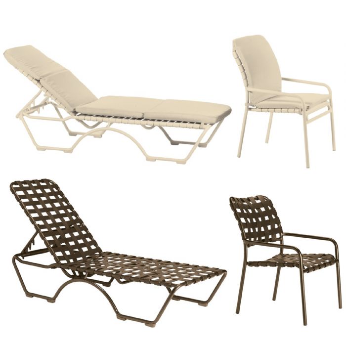 Double Pocket Full Replacement Pad, Strap Chaise Lounge by Tropitone