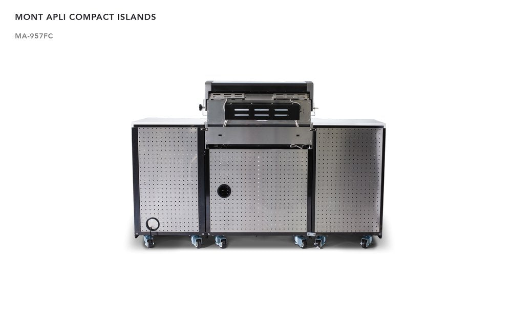 Compact Island Outdoor Kitchen MA-957FC with Refrigerator in Black Stainless Steel by Mont Alpi