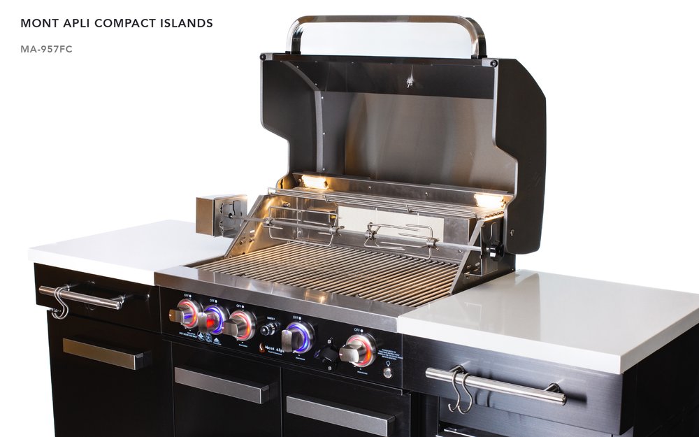 Compact Island Outdoor Kitchen MA-957FC with Refrigerator in Black Stainless Steel by Mont Alpi