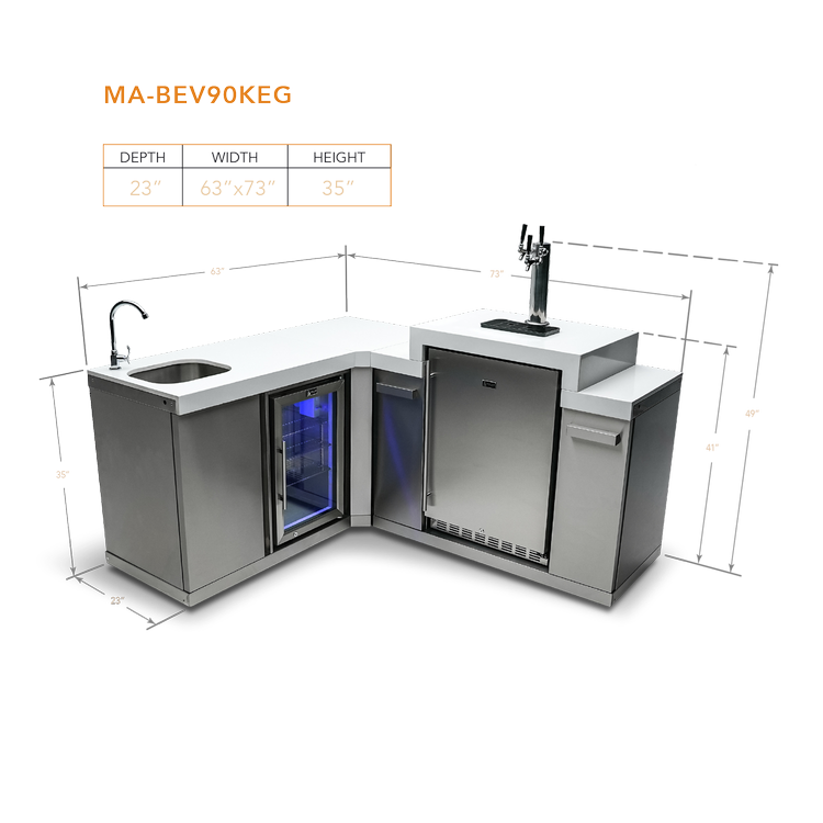 Beverage Center with 90-Degree Corner and Kegerator MA-BEV90KEG by Mont Alpi