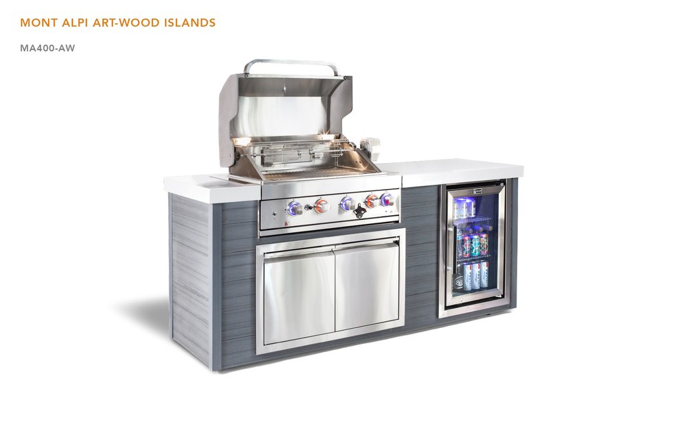 4-Burner Artwood Island in Stainless Steel MA805-AW by Mont Alpi