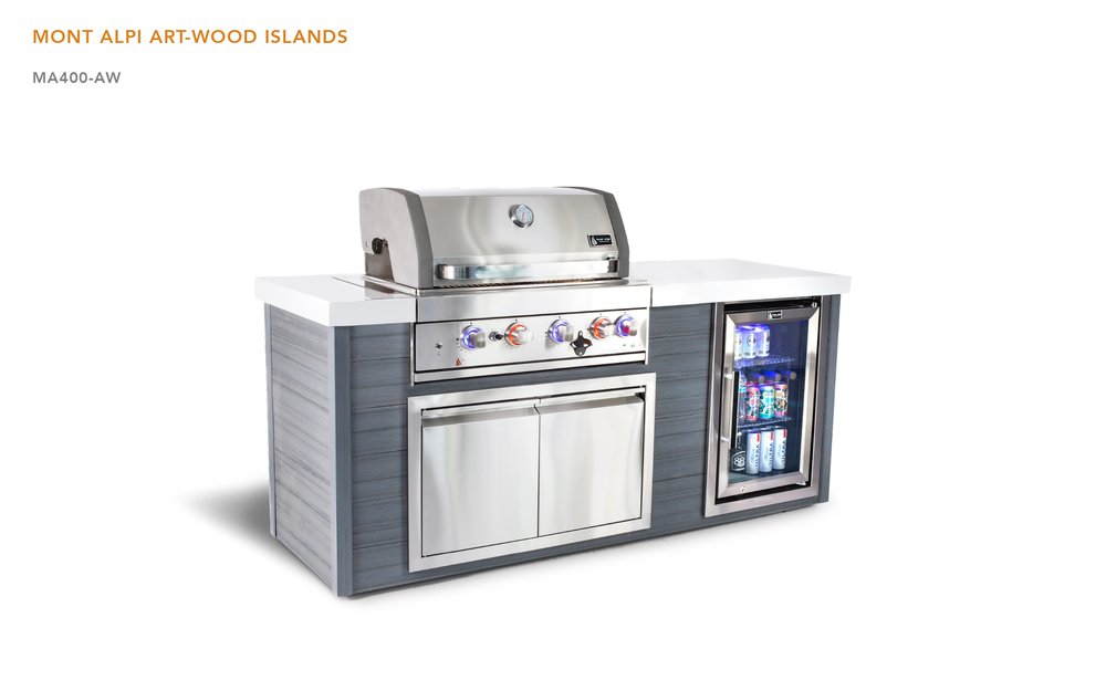 4-Burner Artwood Island in Stainless Steel MA805-AW by Mont Alpi