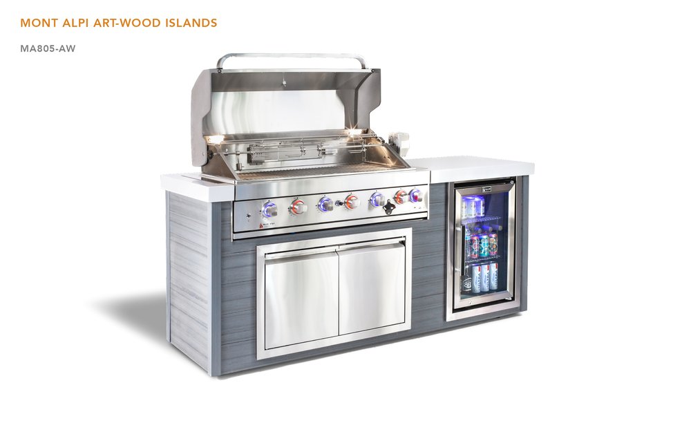 6-Burner Artwood Island in Stainless Steel MA805-AW by Mont Alpi