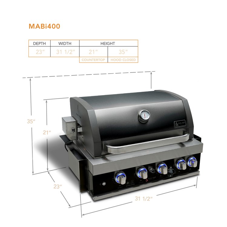 4 Burner 32" Black Stainless Steel Built-In Grill MABi400-BSS by Mont Alpi