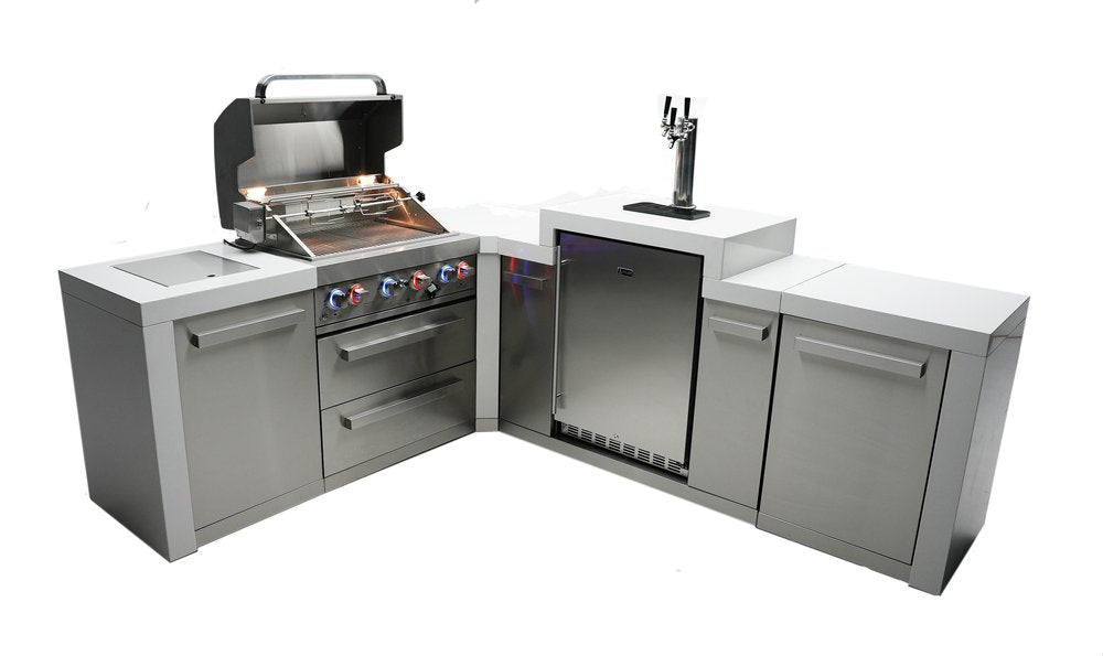 Mont Alpi Deluxe Series 4 Burner Deluxe Island with a 90-Degree Corner and Kegerator MAi400-D90KEG by Mont Alpi