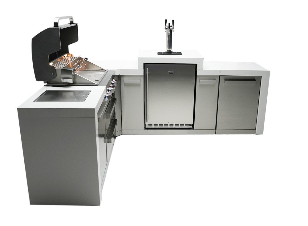 Mont Alpi Deluxe Series 4 Burner Deluxe Island with a 90-Degree Corner and Kegerator MAi400-D90KEG by Mont Alpi