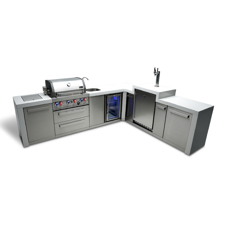 Mont Alpi Deluxe Series 4 Burner Deluxe Island with a 90-Degree Corner, Kegerator and Beverage Center MAi400-D90KEGBEV by Mont Alpi