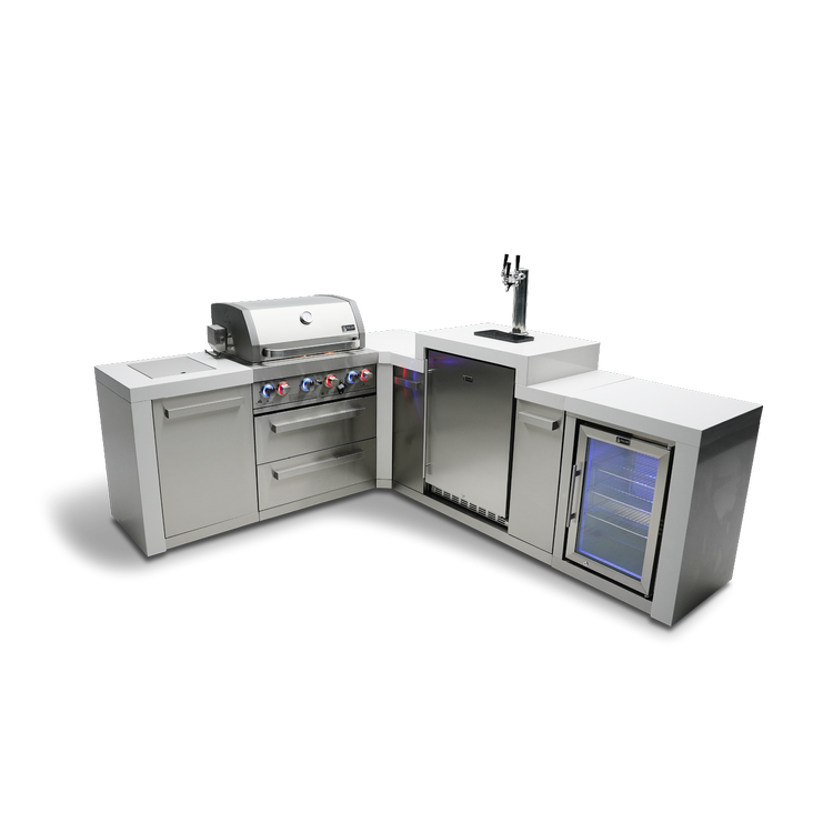 Mont Alpi Deluxe Series 4 Burner Deluxe Island with a 90-Degree Corner, Kegerator and Fridge Cabinet MAi400-D90KEGFC by Mont Alpi