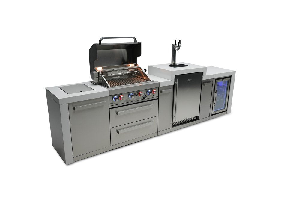 Mont Alpi Deluxe Series 4 Burner Deluxe Island with a Kegerator and Fridge Cabinet MAi400-DKEGFC by Mont Alpi
