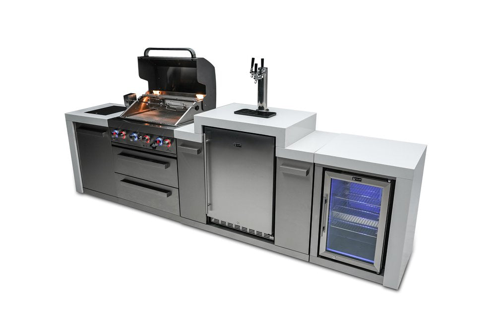 Mont Alpi Deluxe Series 4 Burner Deluxe Island with a Kegerator and Fridge Cabinet MAi400-DKEGFC by Mont Alpi