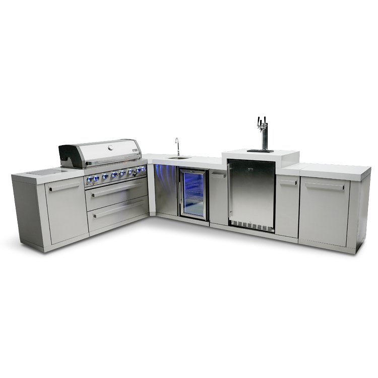 Mont Alpi Original Series 6-Burner Island with a 90-Degree Corner, Kegerator and Beverage Center MAi805-90KEGBEV by Mont Alpi