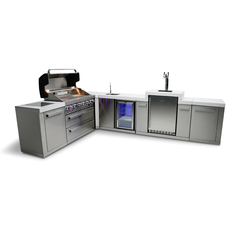 Mont Alpi Original Series 6-Burner Island with a 90-Degree Corner, Kegerator and Beverage Center MAi805-90KEGBEV by Mont Alpi
