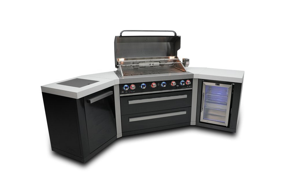 Mont Alpi Black Series 805 Black Stainless Steel Island With 45-Degree Corners and a Fridge Cabinet MAi805-BSS45FC by Mont Alpi