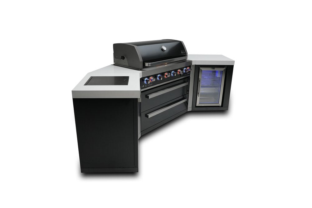 Mont Alpi Black Series 805 Black Stainless Steel Island With 45-Degree Corners and a Fridge Cabinet MAi805-BSS45FC by Mont Alpi