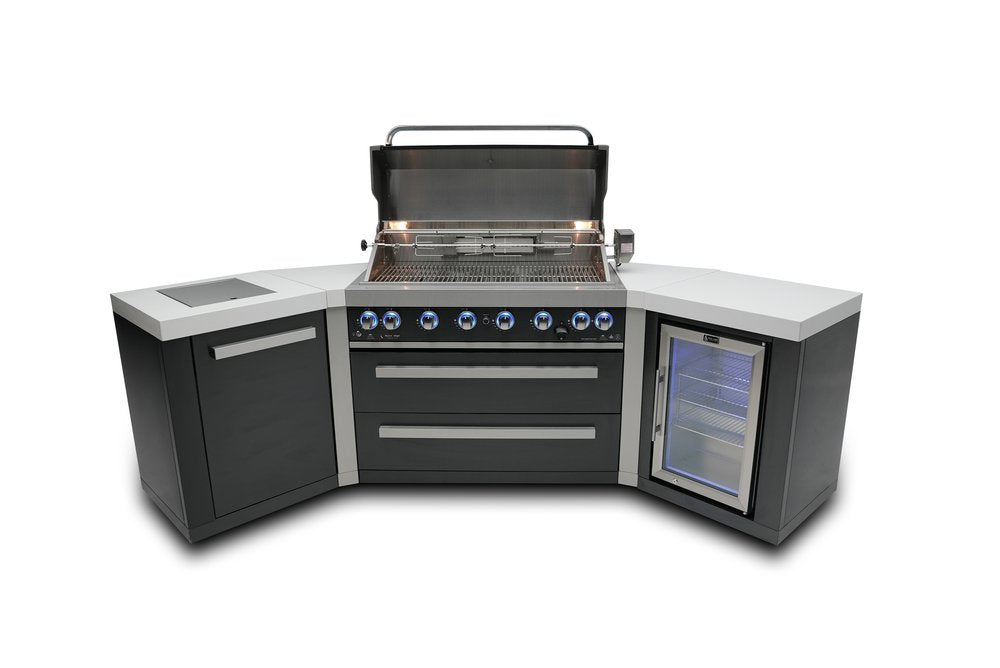 Mont Alpi Black Series 805 Black Stainless Steel Island With 45-Degree Corners and a Fridge Cabinet MAi805-BSS45FC by Mont Alpi