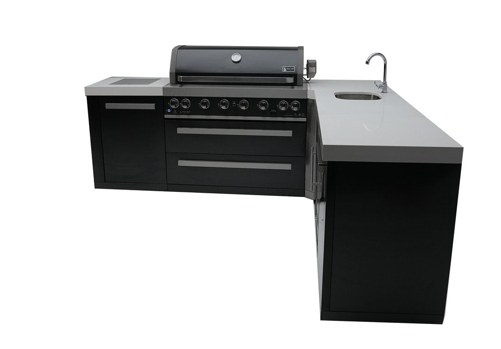 Mont Alpi Black Series 805 Black Stainless Steel Island With A 90-Degree Corner and Beverage Center MAi805-BSS90BEV by Mont Alpi