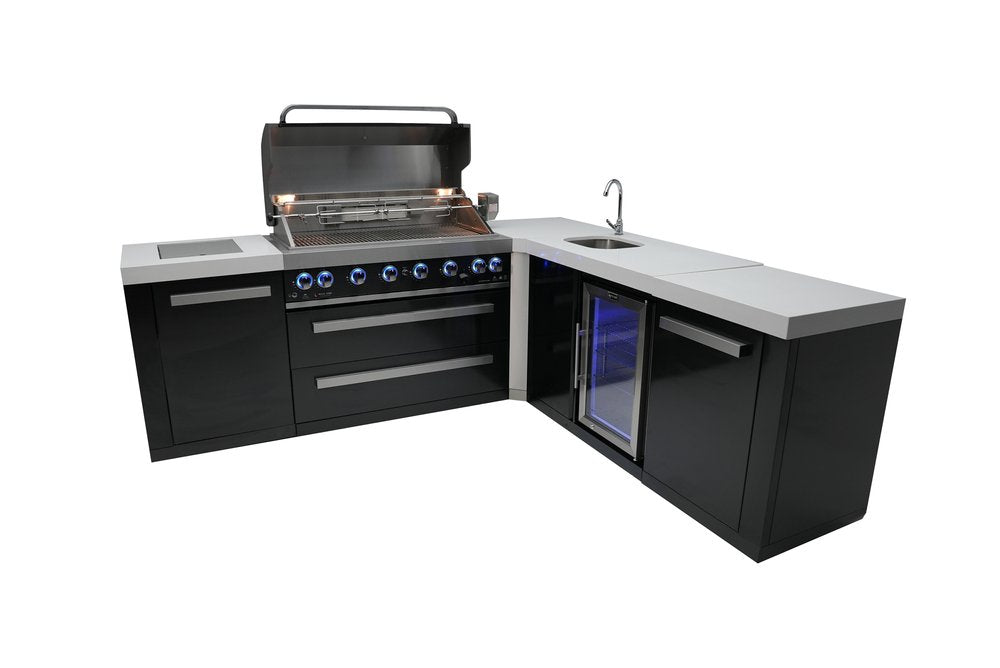 Mont Alpi Black Series 805 Black Stainless Steel Island With A 90-Degree Corner and Beverage Center MAi805-BSS90BEV by Mont Alpi