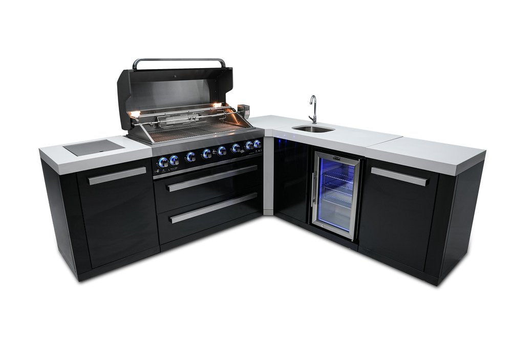 Mont Alpi Black Series 805 Black Stainless Steel Island With A 90-Degree Corner and Beverage Center MAi805-BSS90BEV by Mont Alpi