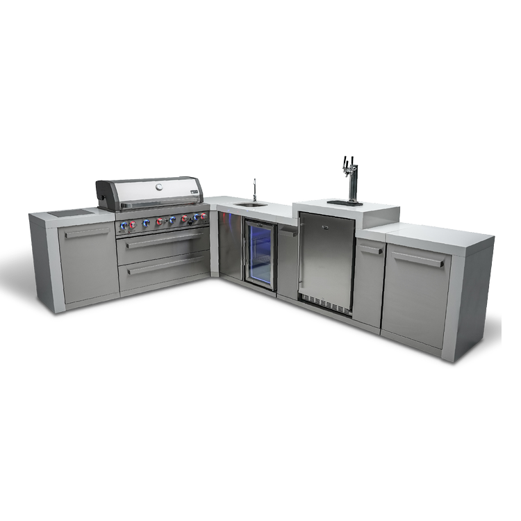 Mont Alpi Deluxe Series 6 Burner Deluxe Island with a 90-Degree Corner, Kegerator and Beverage Center MAi805-D90KEGBEV by Mont Alpi