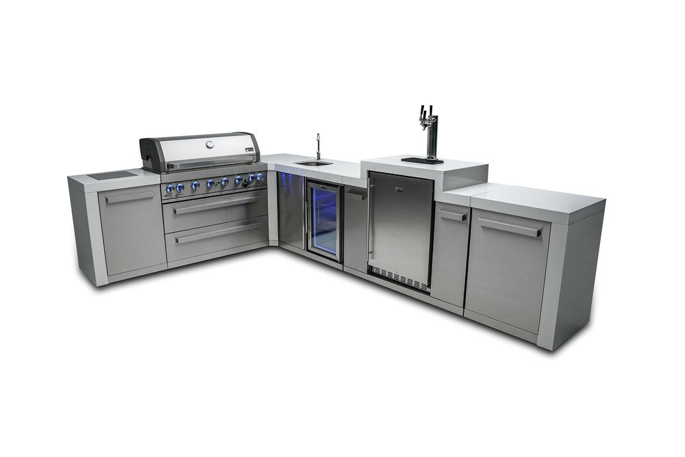Mont Alpi Deluxe Series 6 Burner Deluxe Island with a 90-Degree Corner, Kegerator and Beverage Center MAi805-D90KEGBEV by Mont Alpi