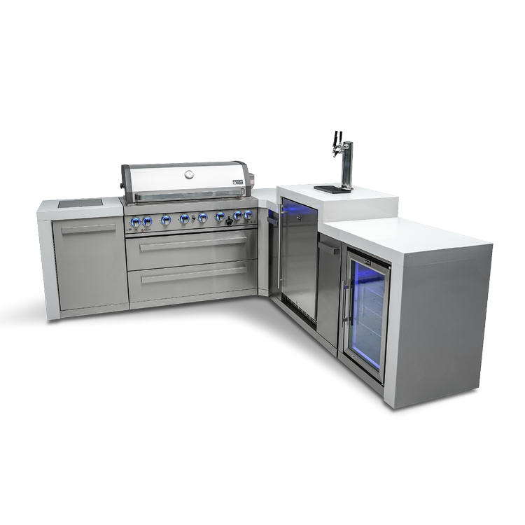 Mont Alpi Deluxe Series 6 Burner Deluxe Island with a 90-Degree Corner, Kegerator and Fridge Cabinet MAi805-D90KEGFC by Mont Alpi