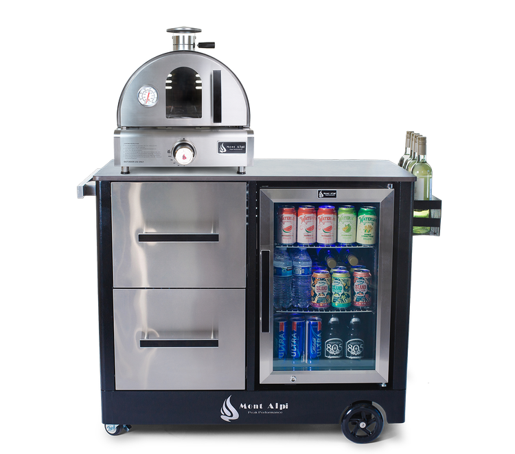 Pizza and Roast-Ready Oven & Deluxe Bar Cart MAPCL & MAPZ-SS Combo by Mont Alpi