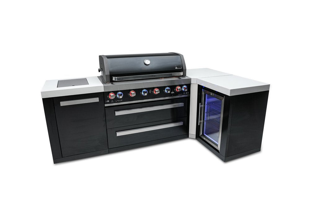 Mont Alpi Black Series 805 Black Stainless Steel Island With A 90-Degree Corner And A Fridge Cabinet MAi805-BSS90FC by Mont Alpi