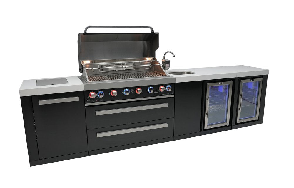 Mont Alpi Black Series 805 Black Stainless Steel Island With A Beverage Center and Fridge Cabinet MAi805-BSSBEVFC by Mont Alpi