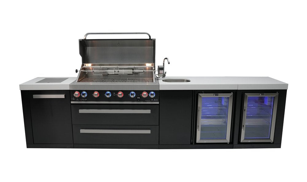 Mont Alpi Black Series 805 Black Stainless Steel Island With A Beverage Center and Fridge Cabinet MAi805-BSSBEVFC by Mont Alpi