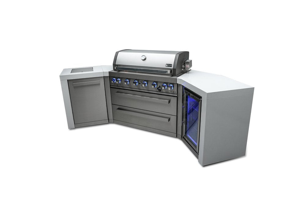 Mont Alpi Deluxe Series 6 Burner Deluxe Island with 45-Degree Corners and a Fridge Cabinet MAi805-D45FC by Mont Alpi