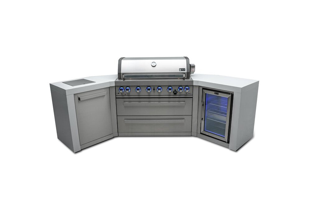 Mont Alpi Deluxe Series 6 Burner Deluxe Island with 45-Degree Corners and a Fridge Cabinet MAi805-D45FC by Mont Alpi