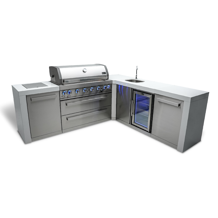 Mont Alpi Deluxe Series 6 Burner Deluxe Island with a 90-Degree Corner and Beverage Center MAi805-D90BEV by Mont Alpi