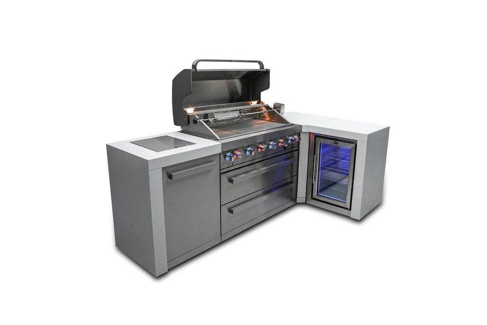 Mont Alpi Deluxe Series 6 Burner Deluxe Island with a 90-Degree Corner and a Fridge Cabinet MAi805-D90FC by Mont Alpi