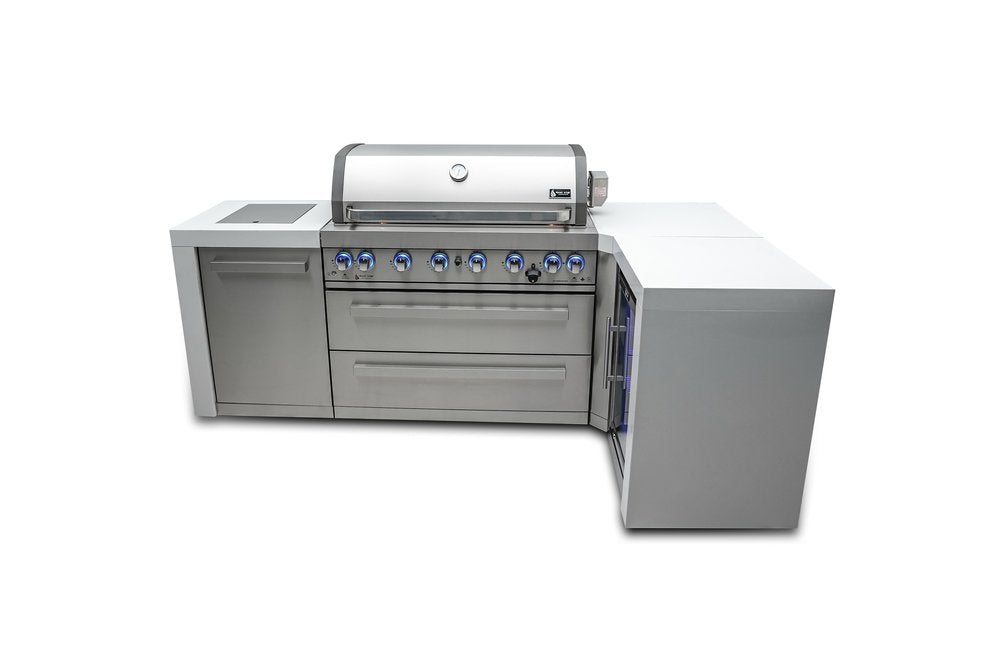 Mont Alpi Deluxe Series 6 Burner Deluxe Island with a 90-Degree Corner and a Fridge Cabinet MAi805-D90FC by Mont Alpi