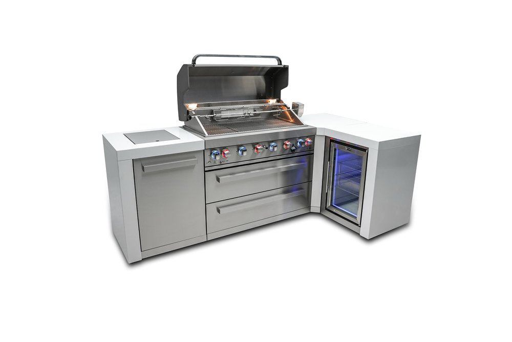 Mont Alpi Deluxe Series 6 Burner Deluxe Island with a 90-Degree Corner and a Fridge Cabinet MAi805-D90FC by Mont Alpi